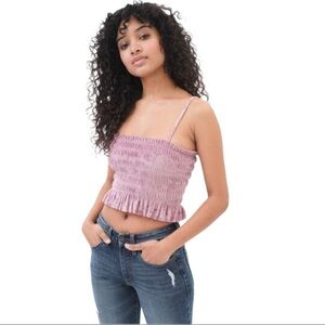 Smocked Velvet Cropped Cami